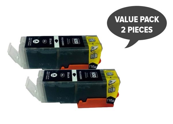 2 x PGI-650XL Pigment Black Compatible Cartridge