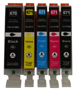 PGI-670XL CLI-671XL Compatible Inkjet Set 5 Cartridges [Boxed Set]